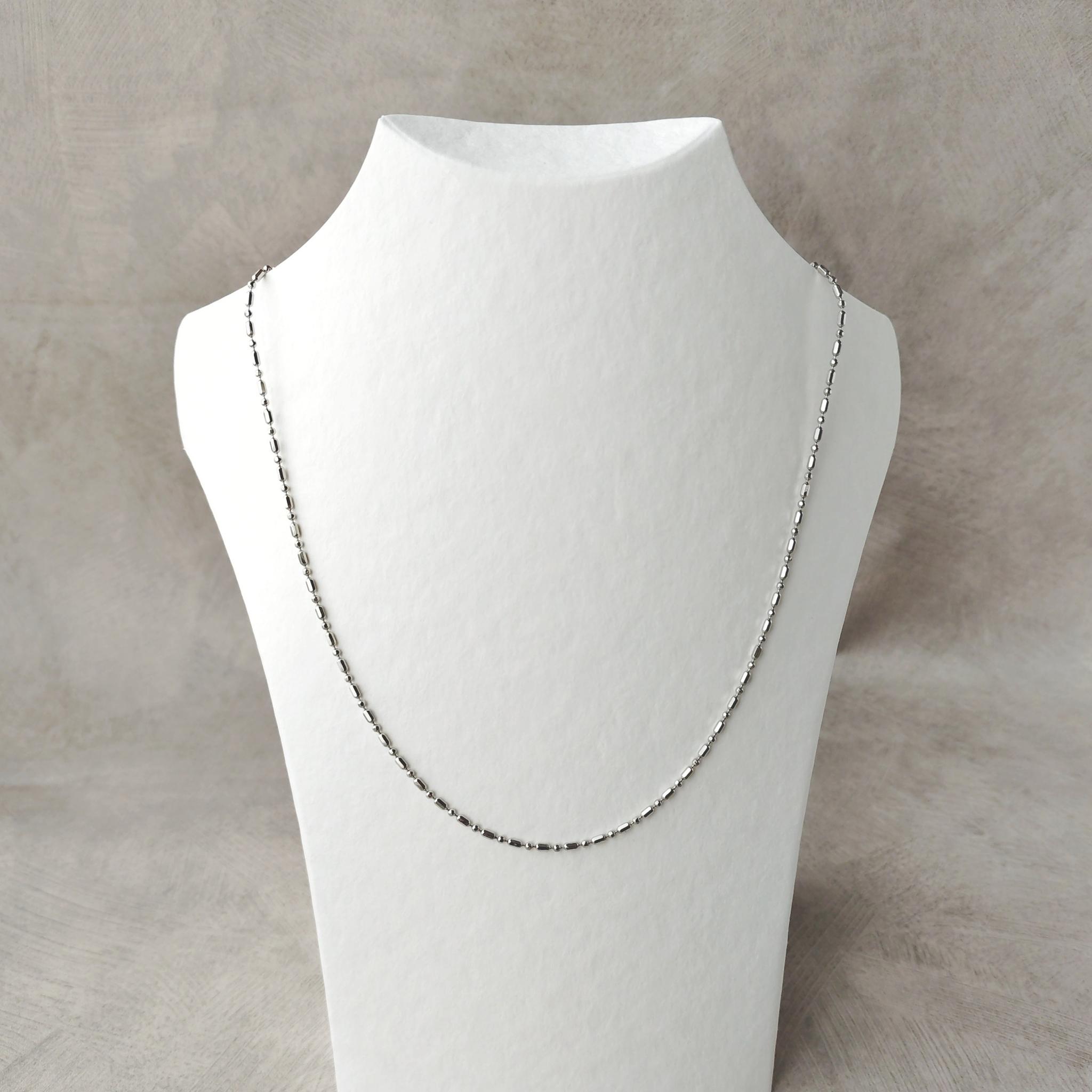 Cylinder Ball Chain Necklace/Silver Color | 3枚目
